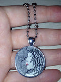 Flowing Hair Goddess Charm Necklace, Original Art Jewelry, Statement Necklace
