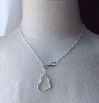 Infinite Love symbol and Heart Necklace, Mothers Day Gift, Valentines, Poly Jewelry,