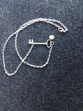 Sideways Skeleton Key Necklace with a Pearl