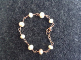 Delicate Pearl and Rose Gold Bracelet, boho jewelry, bridesmaid gift,