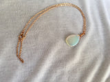Opalite Necklace in Rose Gold, Sea Opalite Glass Pendant Necklace