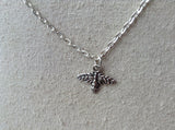 Bee Charm Necklace, silver bee necklace