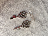 Silver key earrings, Skeleton Key Earrings, key earrings, steampunk earrings. Steampunk jewelry,