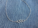 Three Interlocking Hearts Necklace, Heart Necklace, Bridal Jewelry,