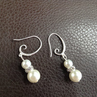 Pearl earrings, Pearl and rhinestone earrings