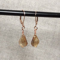 Crystal Rose Gold Pearl Earrings, rose gold earrings,
