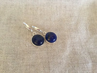 Silver Earrings, lapis lazuli Earrings, silver Leverback Earrings, Bridal Jewelry