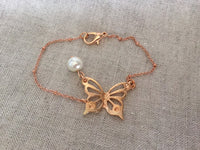 Butterfly and Rose Gold Bracelet