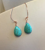Rose gold Turquoise earrings, Boho jewelry Turquoise Earrings, turquoise jewelry, graduation gift, southwestern style earrings