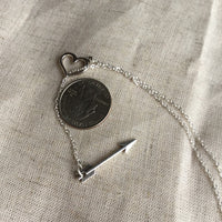 Cupid’s arrow, Arrow Thru Heart Necklace, heart and arrow charm, heart pendant, heart lariat necklace, arrow jewelry,