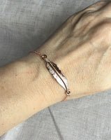 Rose gold Feather bracelet, Bridal Gift, Mother's Day Gift, Boho Chic Bracelet